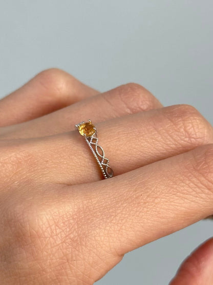 Citrine Adjustable Sterling Silver Ring