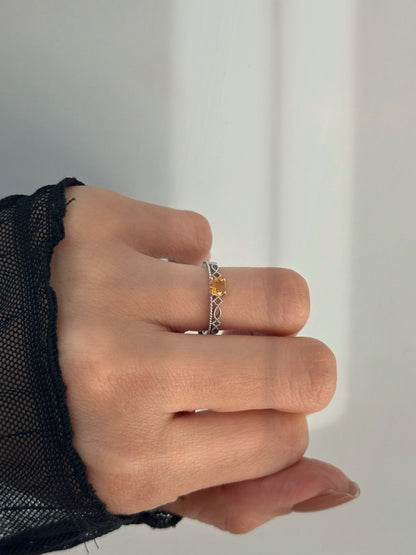 Citrine Adjustable Sterling Silver Ring