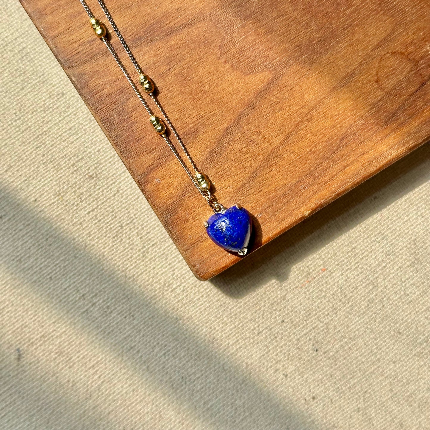 Lapis Heart Two Tone Gold-plated Sterling Silver Necklace