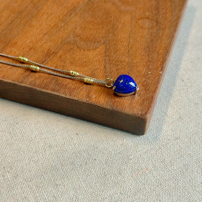 Lapis Heart Two Tone Gold-plated Sterling Silver Necklace