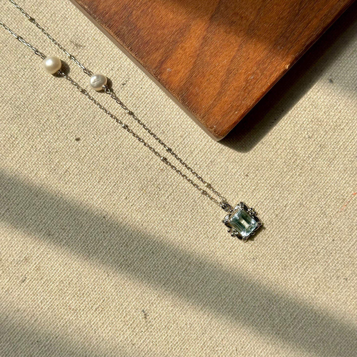 Aquamarine And Freshwater Pearl Sterling Silver Necklace