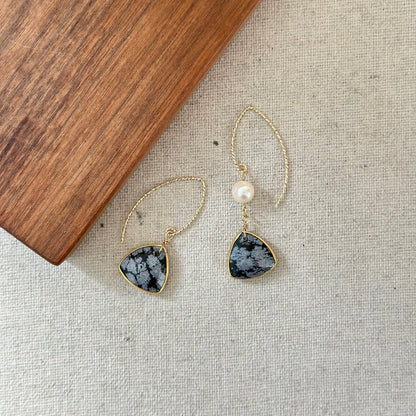 Jasper And Freshwater Pearl Gold-plated Earring