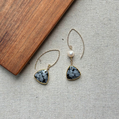 Jasper And Freshwater Pearl Gold-plated Earring