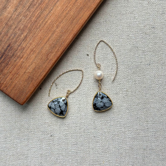 Jasper And Freshwater Pearl Gold-plated Earring