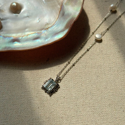 Aquamarine And Freshwater Pearl Sterling Silver Necklace