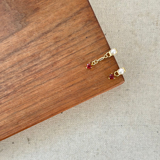 Two-way Japan Akoya Pearl And Garnet Stud