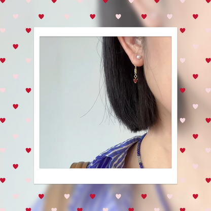 Two-way Japan Akoya Pearl And Garnet Stud