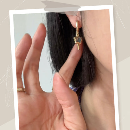 Labradorite Moon And Star Gold-plated Ear Hoop