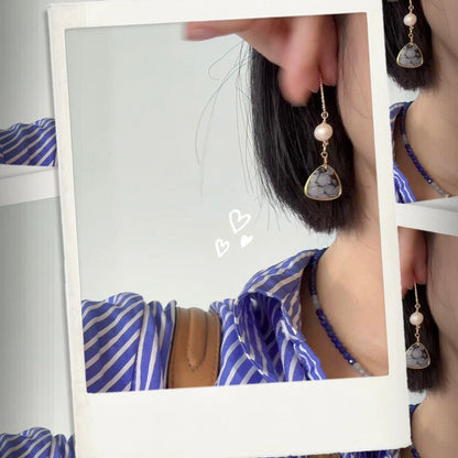 Jasper And Freshwater Pearl Gold-plated Earring
