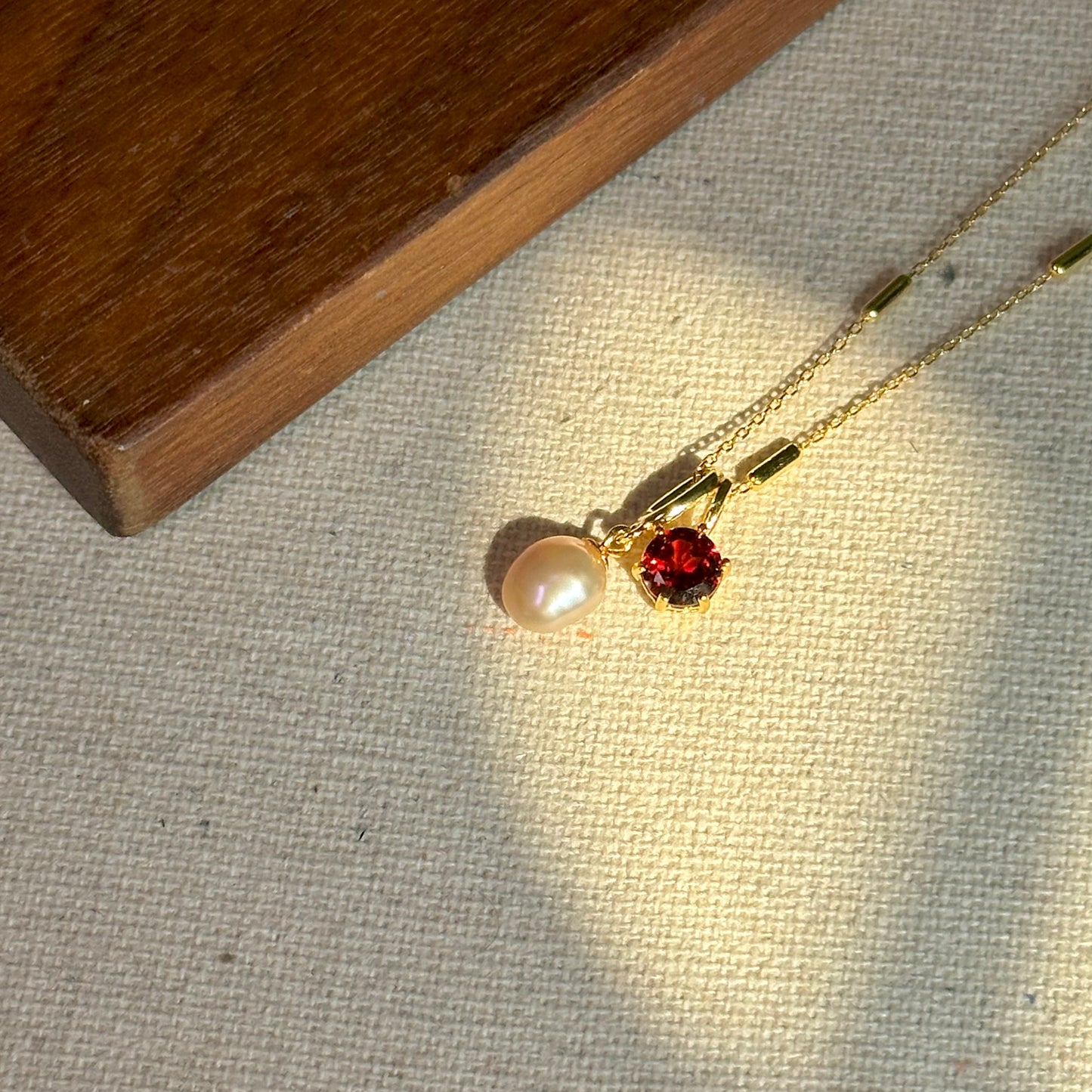 Pink Freshwater Pearl And Garnet Gold-plated Sterling Silver Necklace