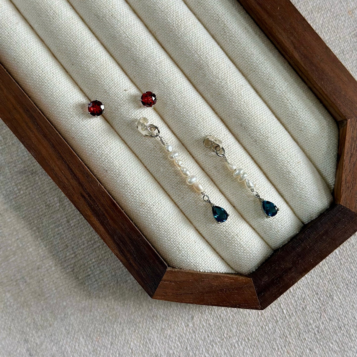 Garnet And Topaz Sterling Silver Two-way Earring