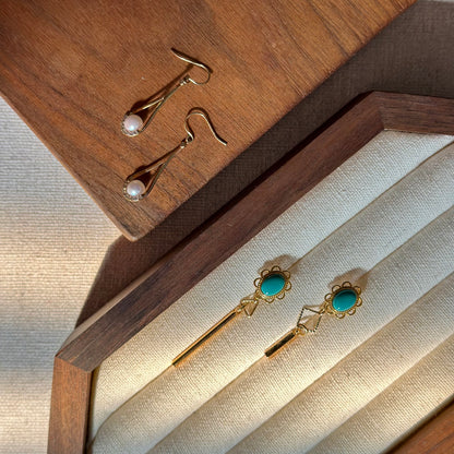 Turquoise Two-way Gold-plated Earring