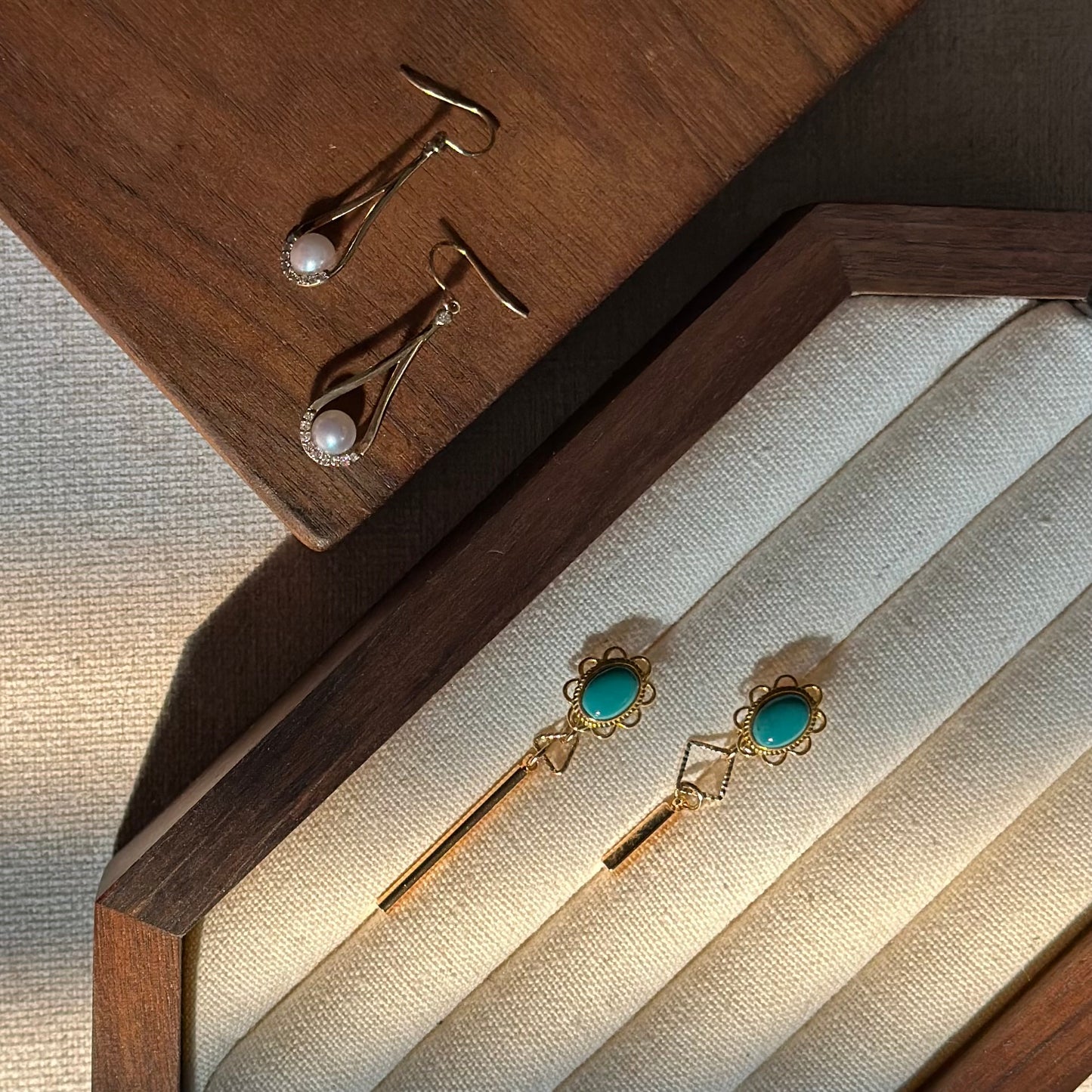 Turquoise Two-way Gold-plated Earring