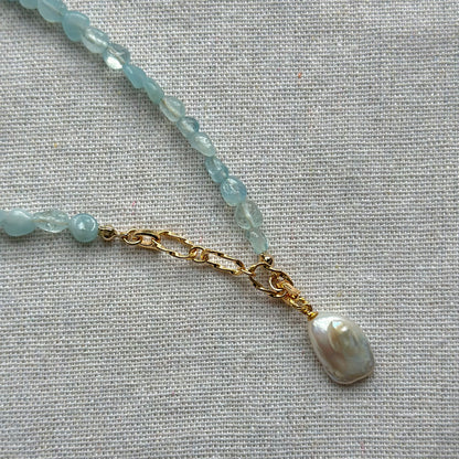 Multi-way Aquamarine And Baroque Pearl Beaded Necklace