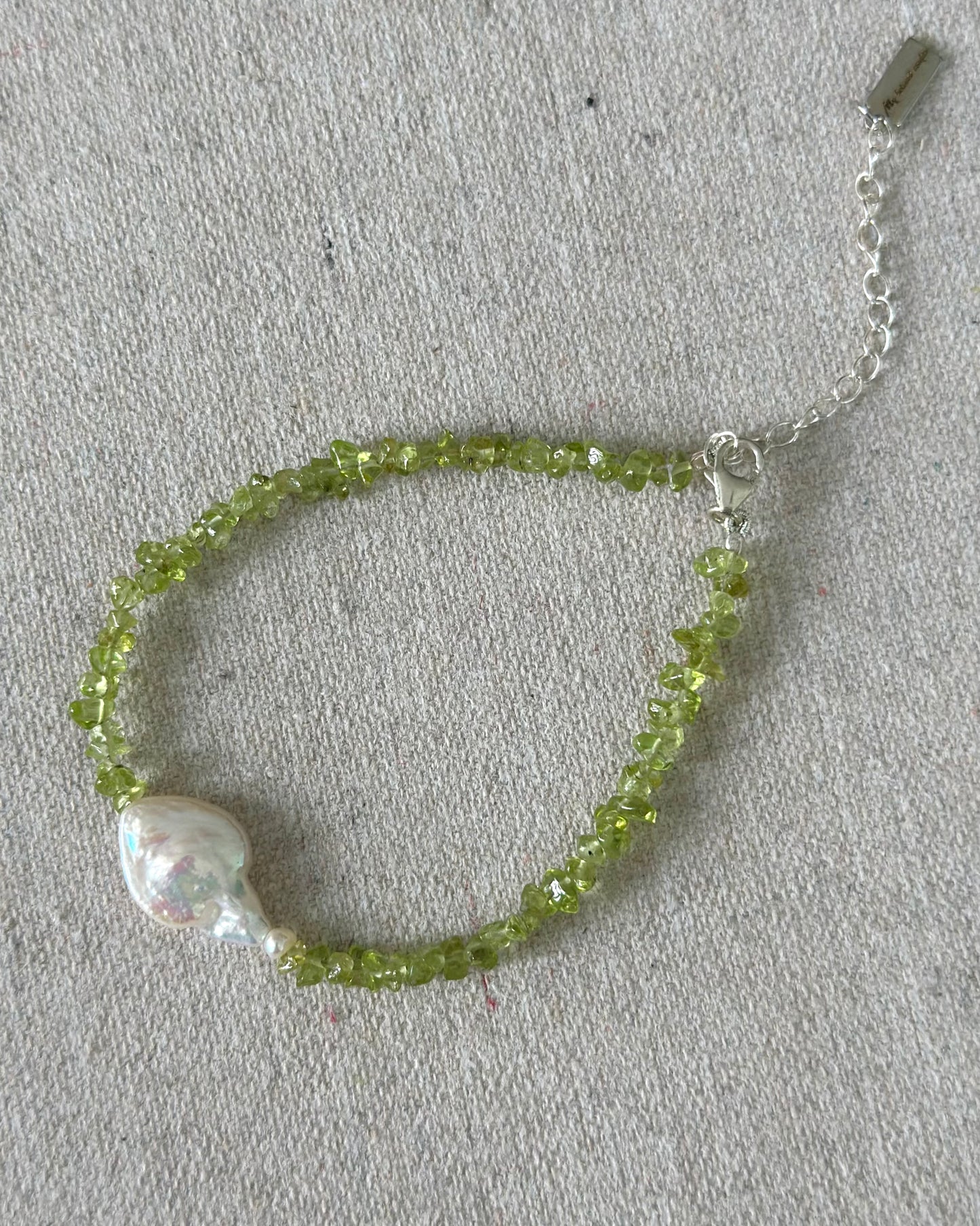 Peridot And Freshwater Pearl Beaded Bracelet