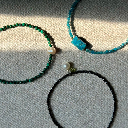 Black Spinel And Freshwater Pearl Beaded Bracelet