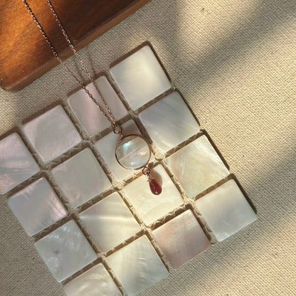 Moonstone And Garnet Rose Gold-plated Necklace