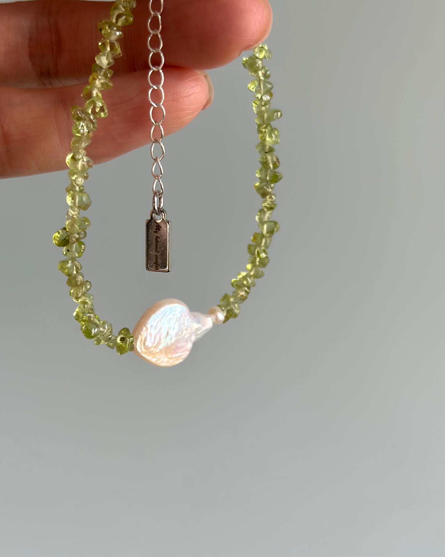 Peridot And Freshwater Pearl Beaded Bracelet