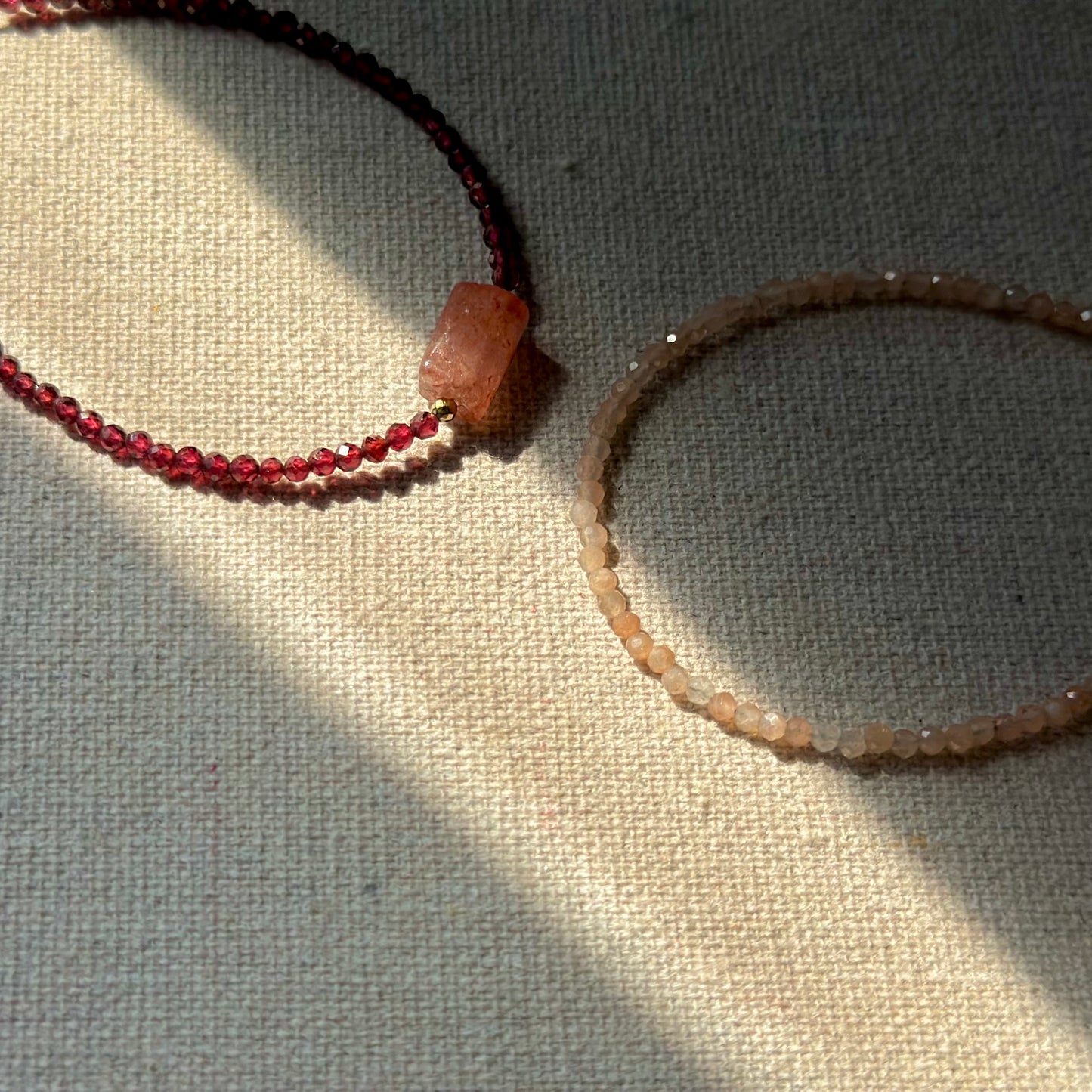 Garnet And Strawberry Quartz Beaded Bracelet