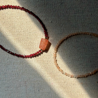 Garnet And Strawberry Quartz Beaded Bracelet