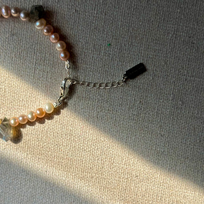 Freshwater Pearl And Labradorite Beaded Bracelet