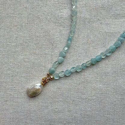 Multi-way Aquamarine And Baroque Pearl Beaded Necklace