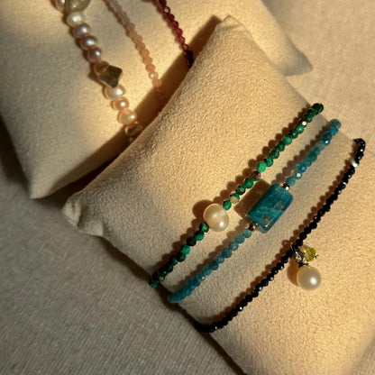 Black Spinel And Freshwater Pearl Beaded Bracelet