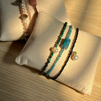 Black Spinel And Freshwater Pearl Beaded Bracelet