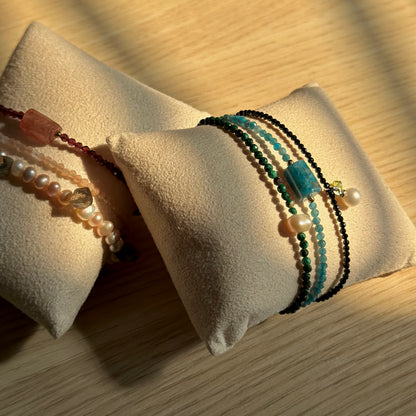 Black Spinel And Freshwater Pearl Beaded Bracelet