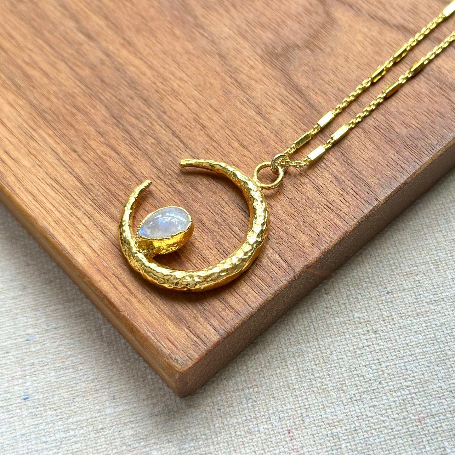 Moonstone Crescent Gold-plated Necklace