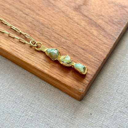 Opal Raw Stone Pendant Italian Gold-plated Sterling Silver Long Necklace