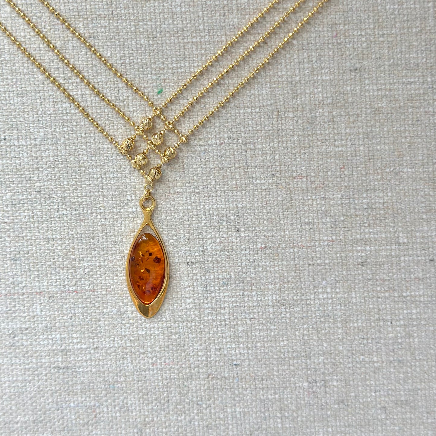 Amber Cross Front Gold-plated Choker Necklace
