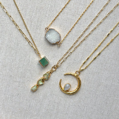 Opal Raw Stone Pendant Italian Gold-plated Sterling Silver Long Necklace