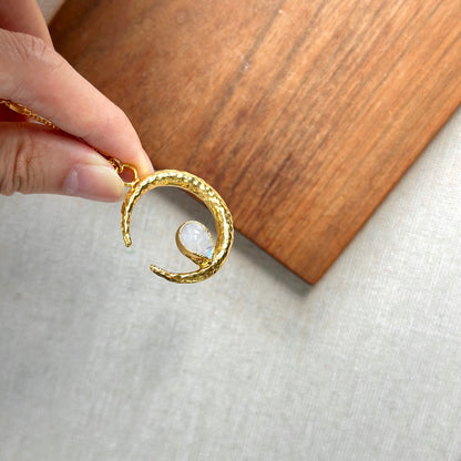 Moonstone Crescent Gold-plated Necklace