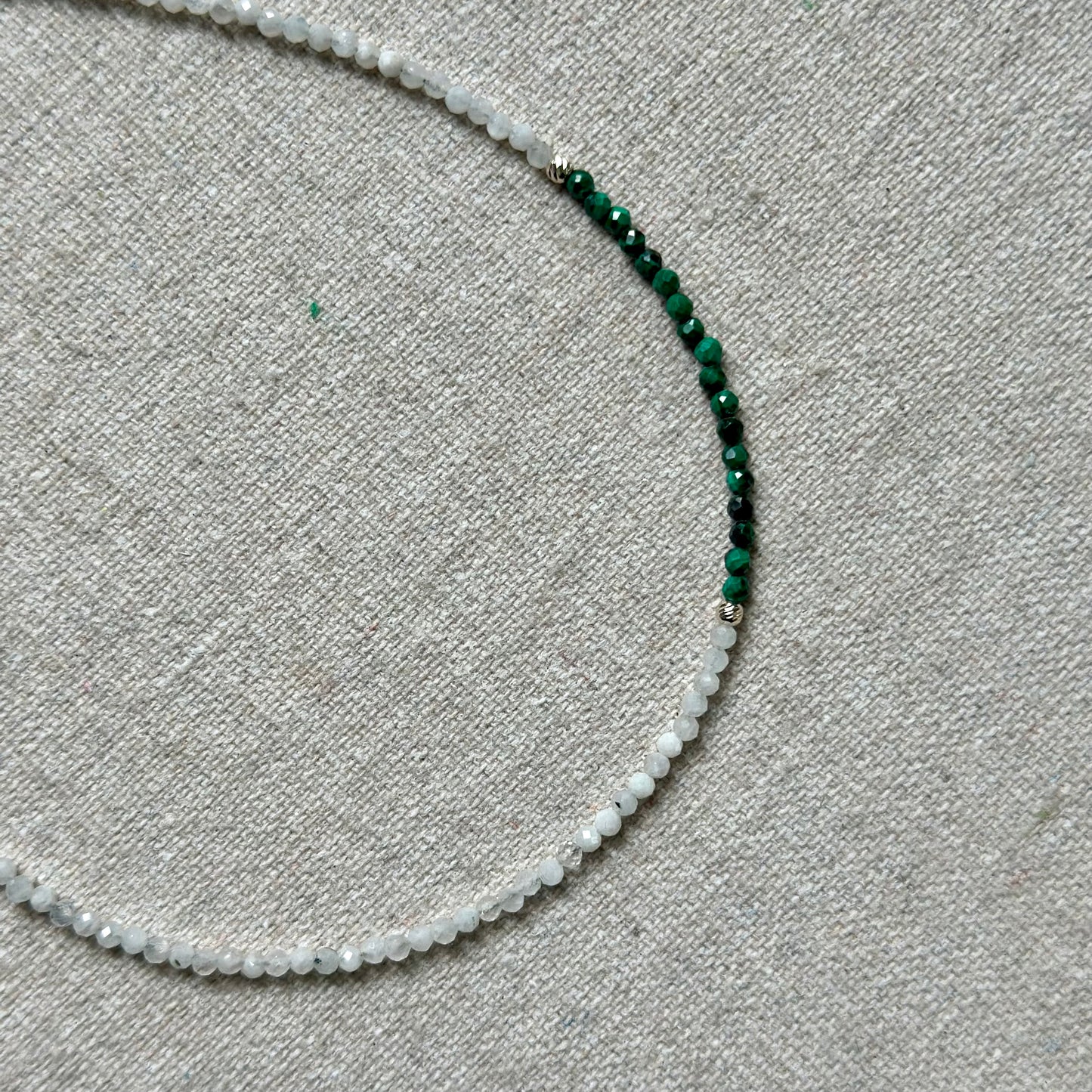 Malachite And Moonstone Beaded Necklace