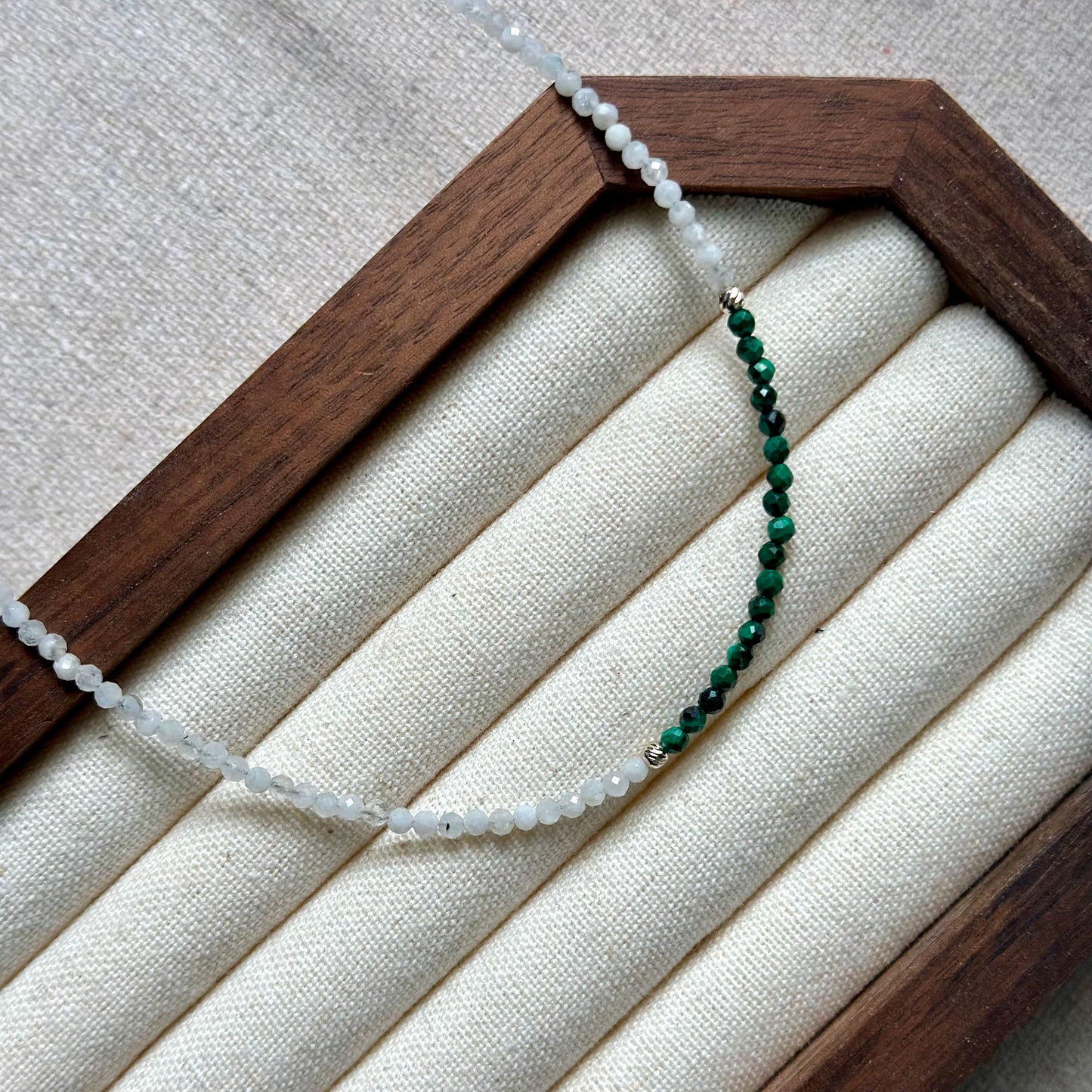 Malachite And Moonstone Beaded Necklace