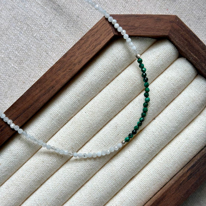 Malachite And Moonstone Beaded Necklace