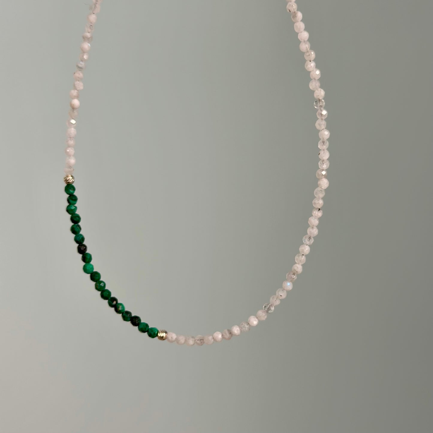 Malachite And Moonstone Beaded Necklace