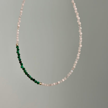Malachite And Moonstone Beaded Necklace