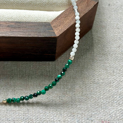 Malachite And Moonstone Beaded Necklace
