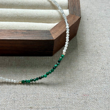 Malachite And Moonstone Beaded Necklace