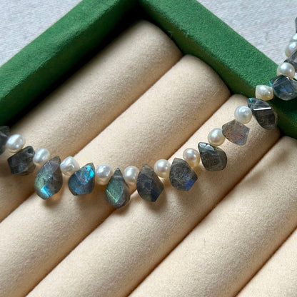 Freshwater Pearl And Labradorite Beaded Necklace