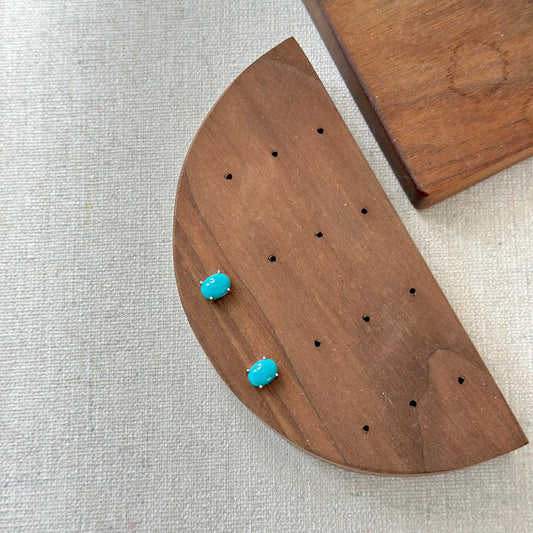 Turquoise Prong Set Sterling Silver Stud