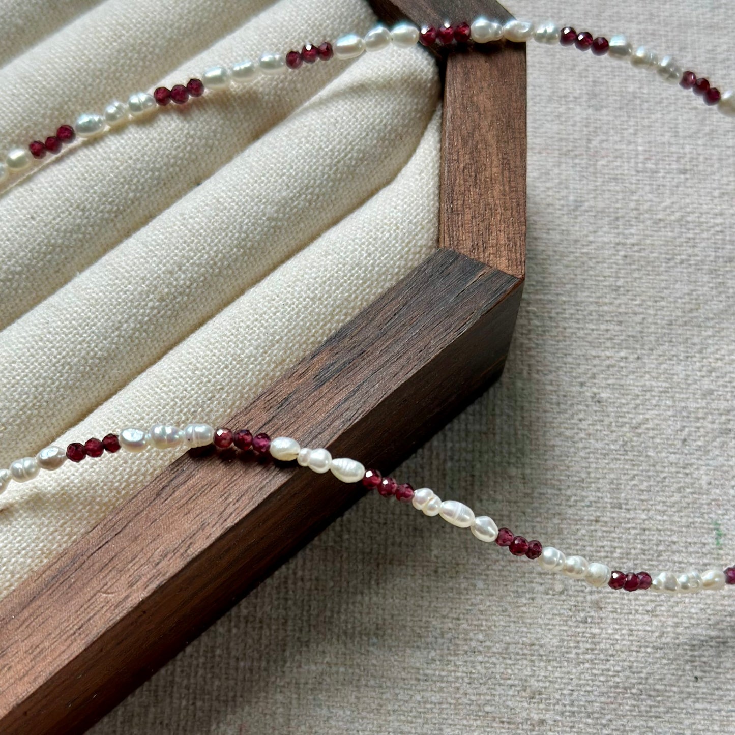 Garnet And Freshwater Pearl Beaded Necklace