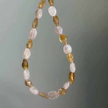 Citrine And Moonstone Beaded Necklace