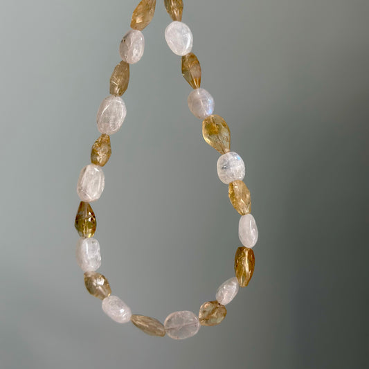 Citrine And Moonstone Beaded Necklace