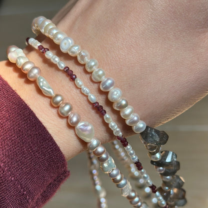 Garnet And Freshwater Pearl Beaded Necklace