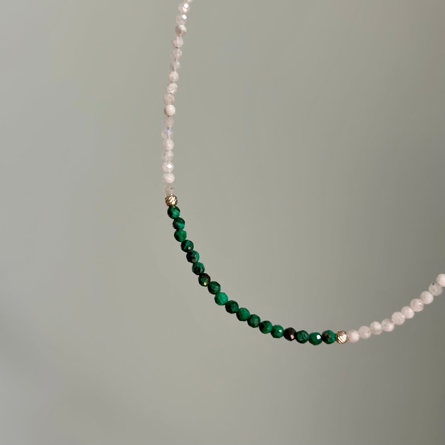 Malachite And Moonstone Beaded Necklace