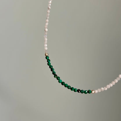 Malachite And Moonstone Beaded Necklace