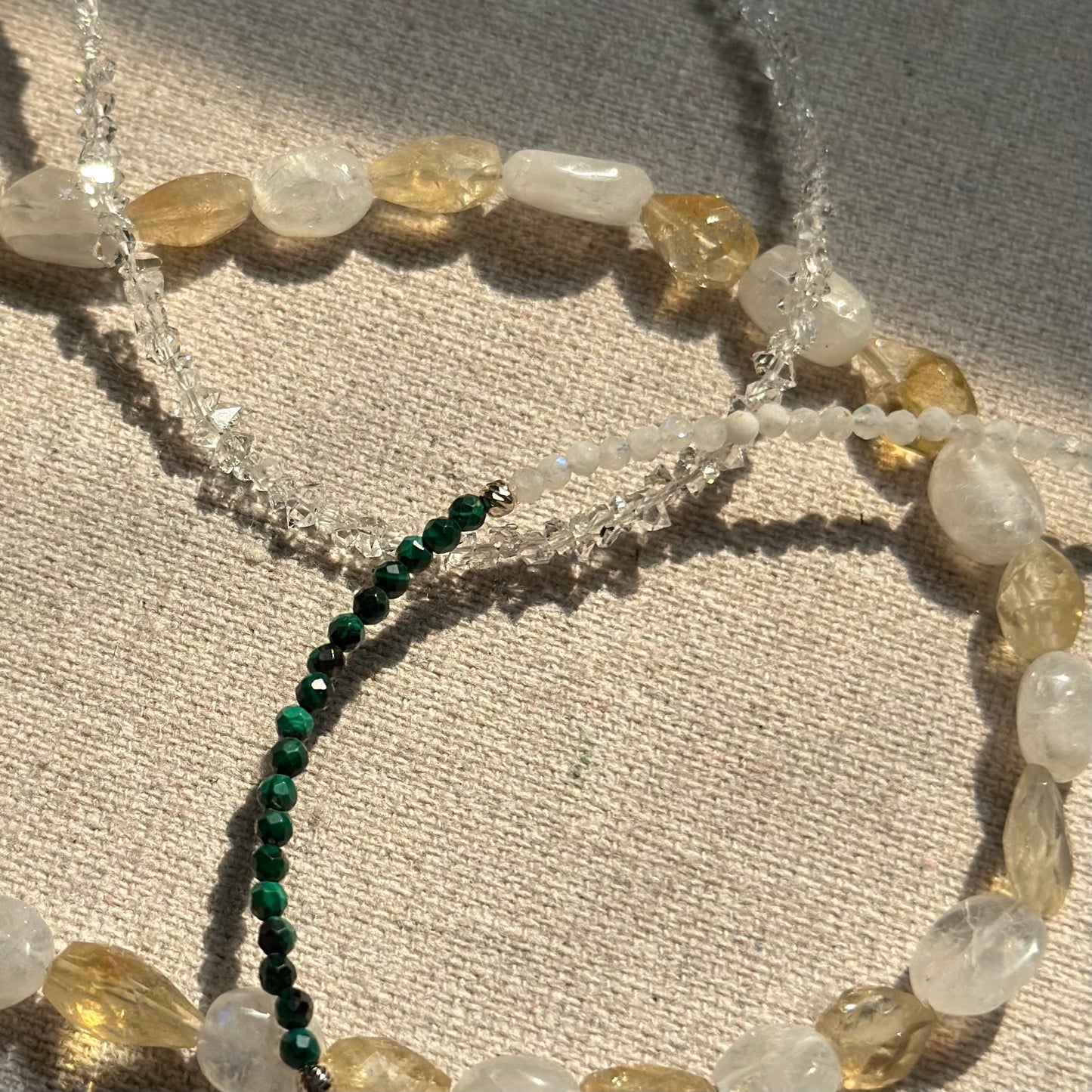 Malachite And Moonstone Beaded Necklace